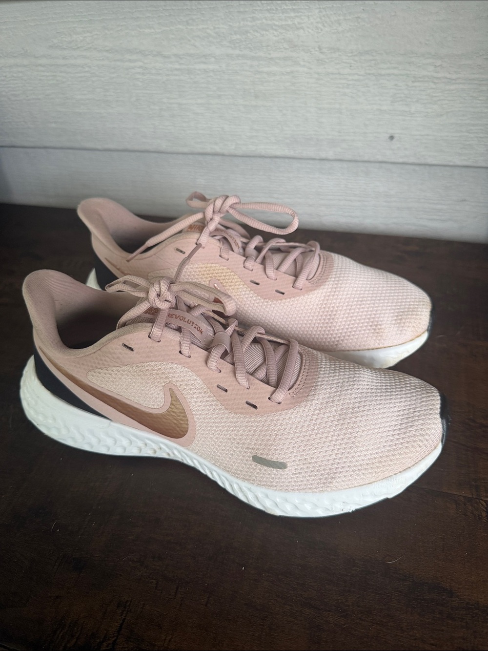 Nike Women's Pink React Foam Running Shoes with Metallic Swoosh